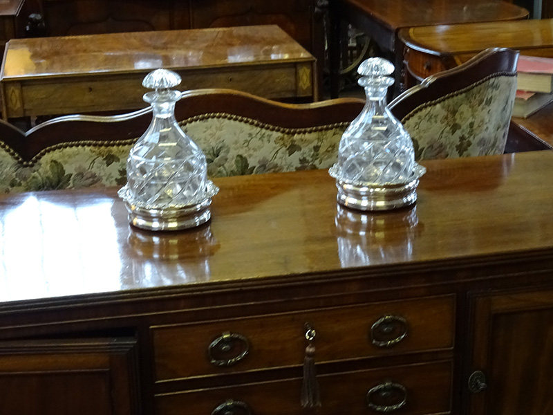 Pair antique Sheffield bottle coasters